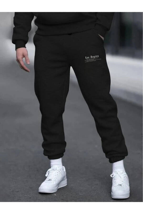 Unisex Black LOS ANGELES Printed Sweatpants - 1