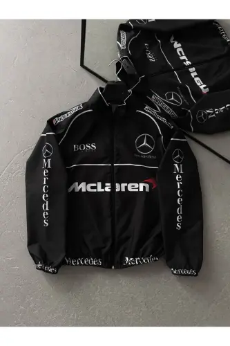Unisex Black Mc. Digital Design Printed Zippered Raincoat & Windbreaker-Blacks 