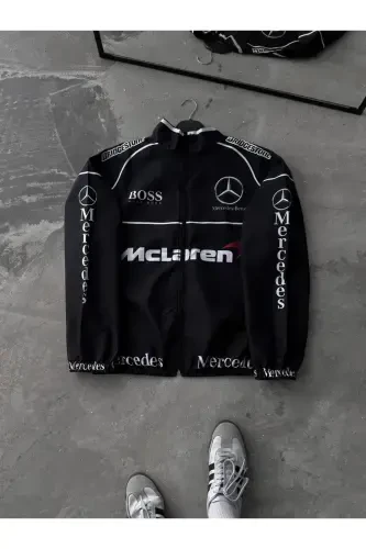 Unisex Black Mc. Digital Design Printed Zippered Raincoat & Windbreaker-Blckss - 1