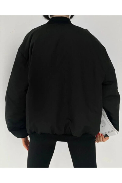 Unisex Black Oversize Bomber Jacket - 3