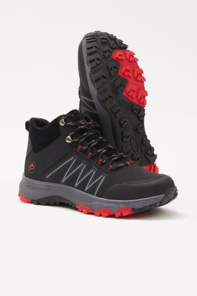 Unisex Black Red Comfortable Fit Lace-Up Boots - 2