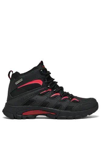 Unisex Black Red Relaxed Fit Water Repellent Lace-up Unisex Boots-Black Red - TONNY BLACK (1)