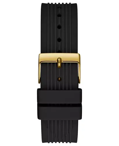 Unisex Black Silicone Strap Watch 39mm-Gold - 3