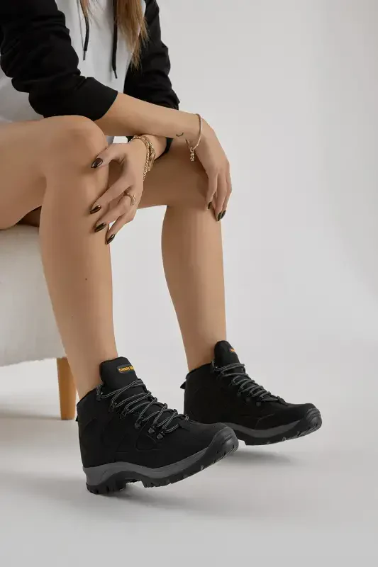 Unisex Black Trekking Boots V2rts - TONNY BLACK