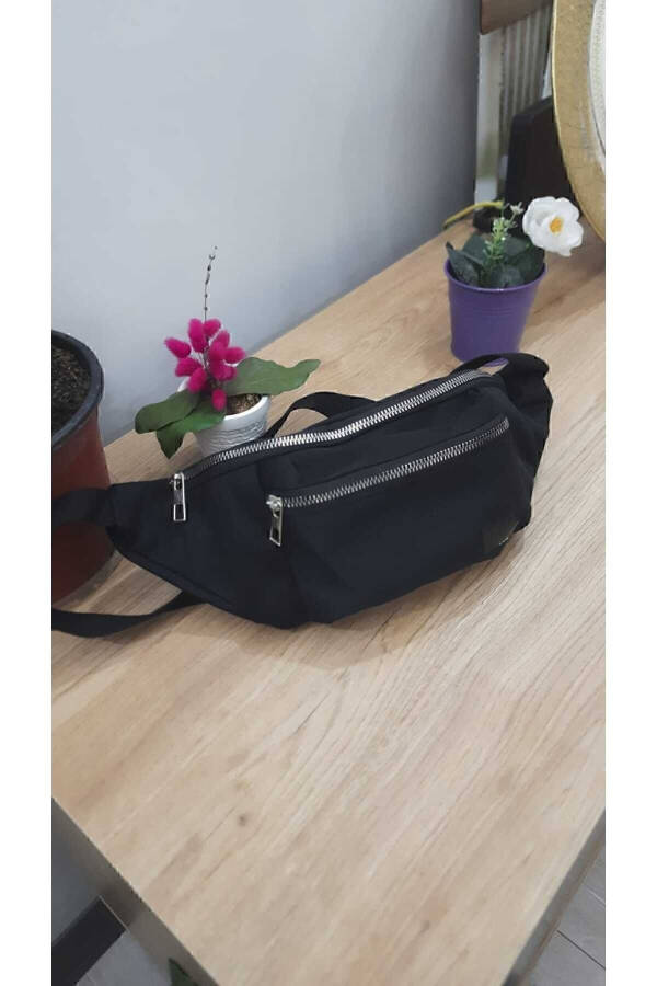 Unisex Black Two-Compartment Shoulder And Waist Bag - 6