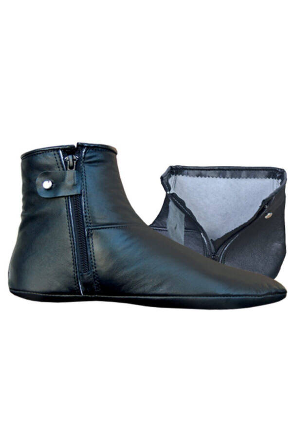 Unisex black vest with genuine leather lining - 1
