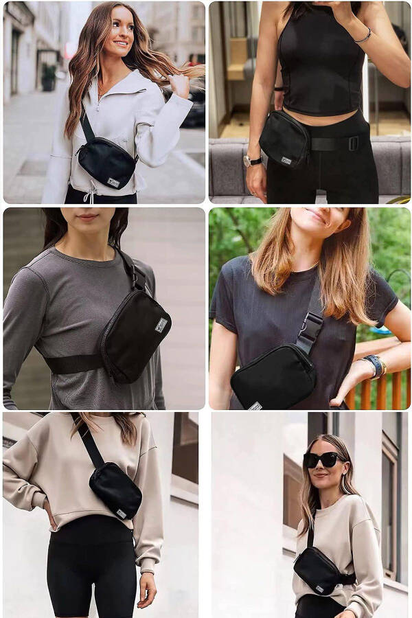 Unisex Black Waist and Shoulder Bag - 47