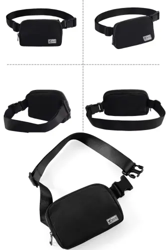 Unisex Black Waist and Shoulder Bag - 3
