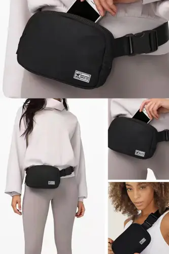 Unisex Black Waist and Shoulder Bag - 5