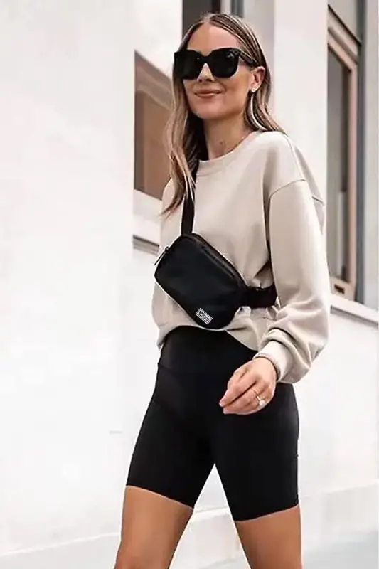 Unisex Black Waist and Shoulder Bag - 1