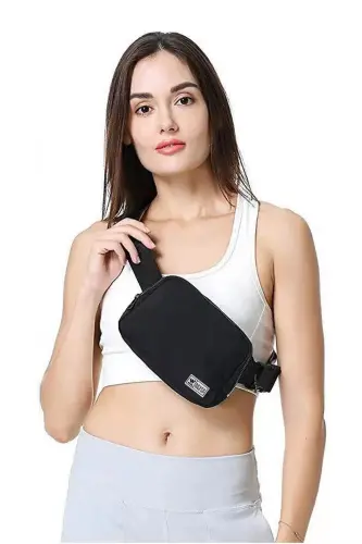 Unisex Black Waist and Shoulder Bag - WOYS BAGS (1)