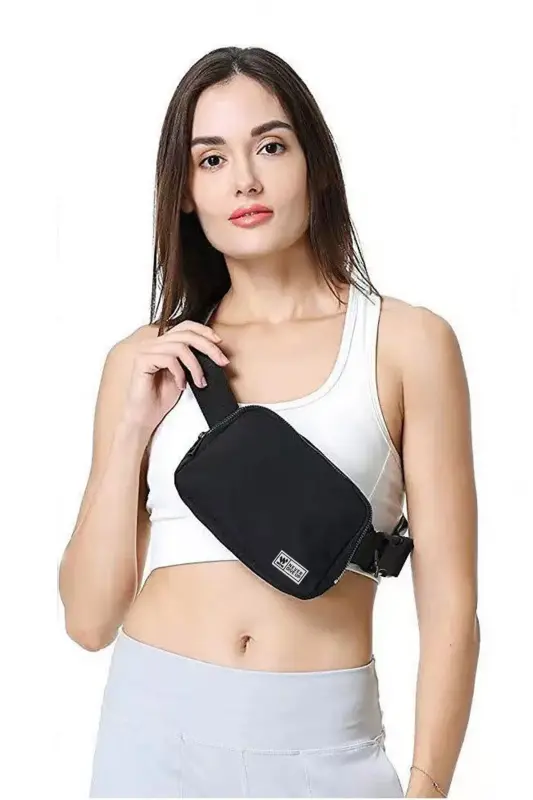 Unisex Black Waist and Shoulder Bag - 2