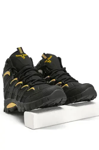 Unisex Black Yellow Relaxed Fit Water Repellent Lace-up Unisex Boot-Black Yellow - 4