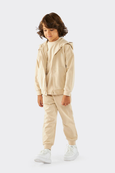 Unisex bolalar fermuarli bej svitshot - 4