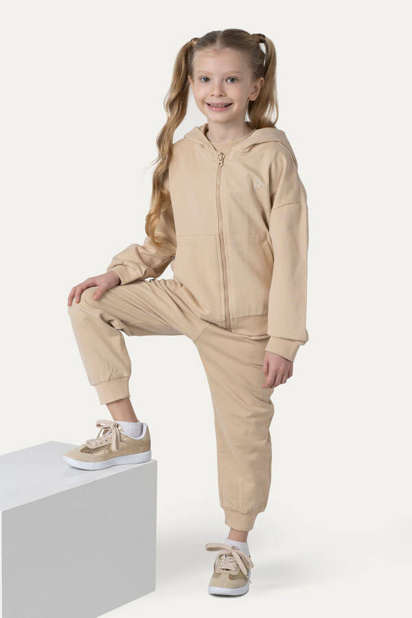 Unisex bolalar fermuarli bej svitshot - 8
