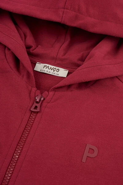 Unisex bolalar fermuarlı Bordo svitşot-035 - 3
