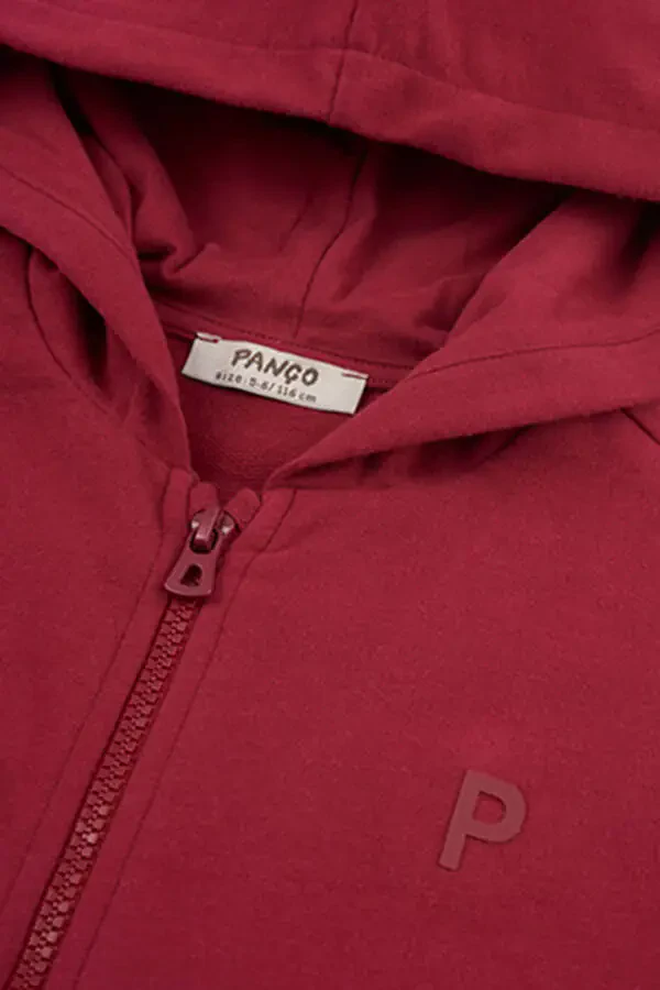 Unisex bolalar fermuarlı Bordo svitşot-035 - 3