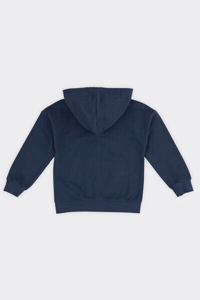 Unisex bolalar fermuarli to'q ko'k svitshot - 2