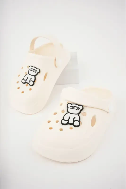 Unisex bolalar figurli stiker sandal-shippak-KREM - 1