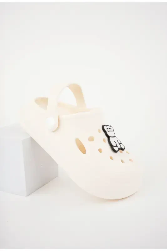 Unisex bolalar figurli stiker sandal-shippak-KREM - 2