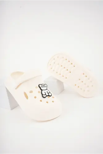 Unisex bolalar figurli stiker sandal-shippak-KREM - 3