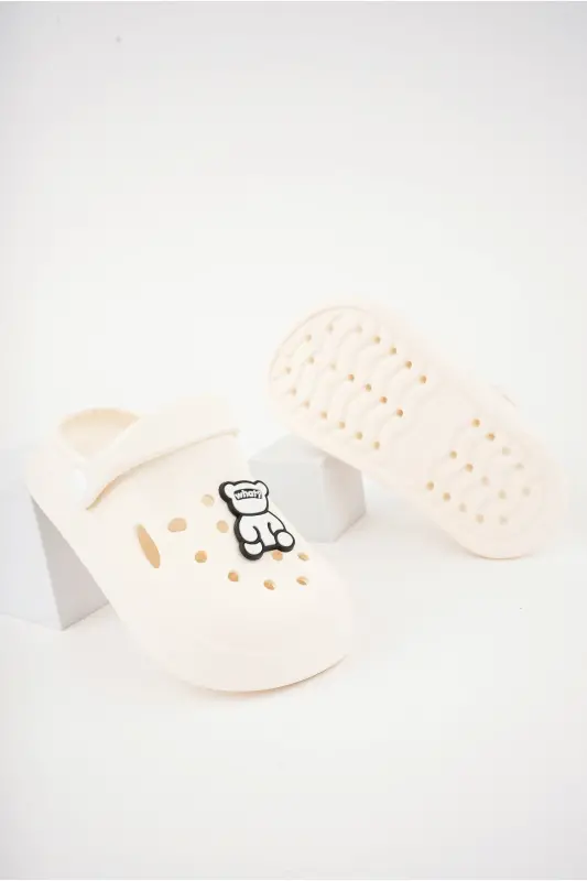 Unisex bolalar figurli stiker sandal-shippak-KREM - 3