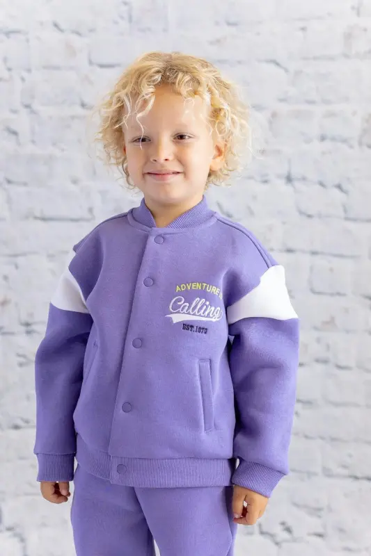 Unisex bolalar uchun bosma kollej kurtkasi - Lila-LILA - ZEYLAND