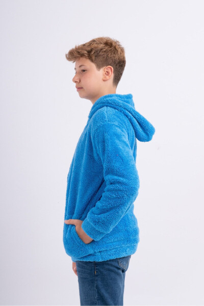 Unisex bolalar uchun kaputli cho'ntakli polar Welsoft plyush ko'ylagi - 10