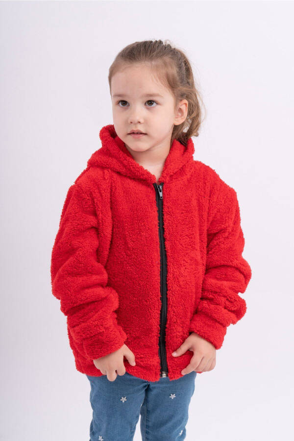 Unisex Bolalar uchun Polar Velsooft Plush Cho'ntakli Kaputli Ko'ylagi - 11