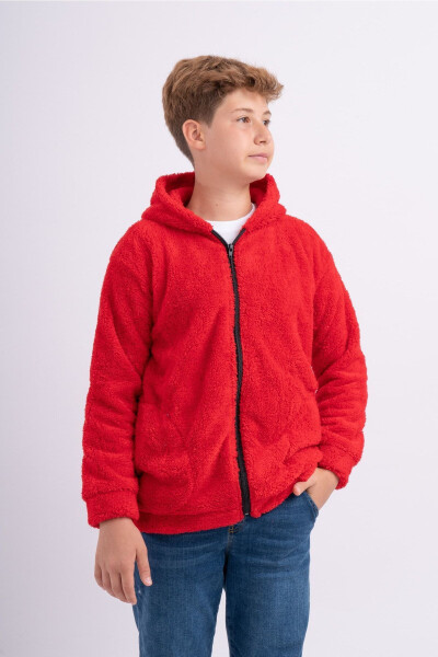 Unisex Bolalar uchun Polar Velsooft Plush Cho'ntakli Kaputli Ko'ylagi - 8