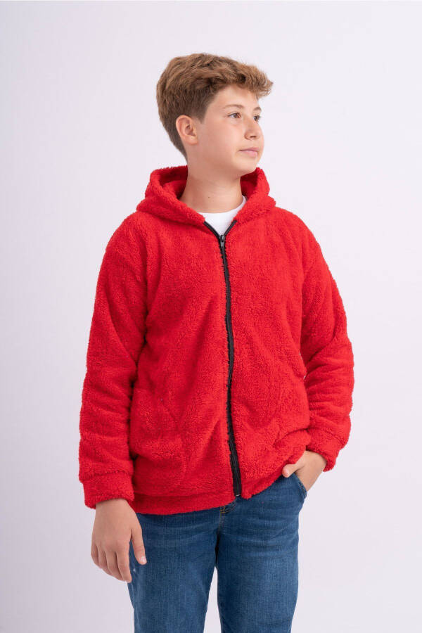 Unisex Bolalar uchun Polar Velsooft Plush Cho'ntakli Kaputli Ko'ylagi - 8
