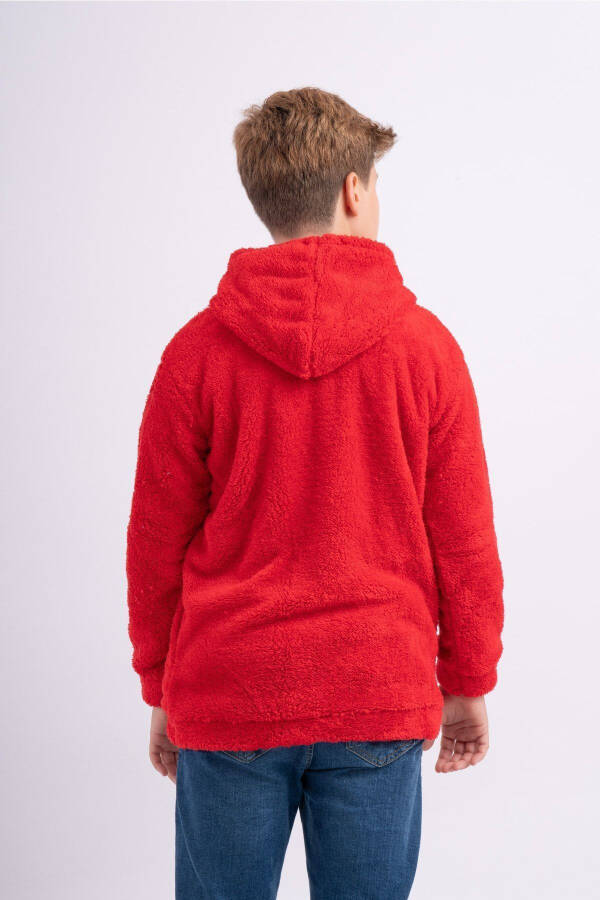 Unisex Bolalar uchun Polar Velsooft Plush Cho'ntakli Kaputli Ko'ylagi - 3