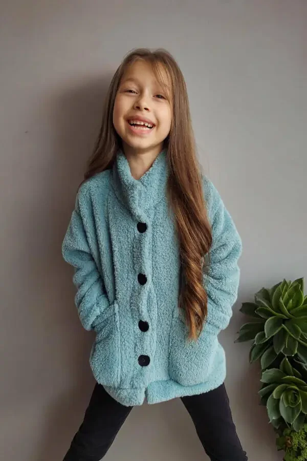 Unisex Bolalar uchun Yashil Plush Ko'ylagi, O'lcham Jadvaliga Muvofiq Sotib Olishingiz Mumkin - 1