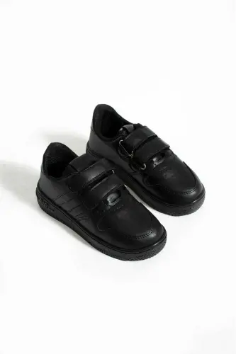 Unisex Bolalar Yopishqoqli Qulay Kundalik Sneaker QORA Sport Oyoq Kiyimi - QORA QORA - 1