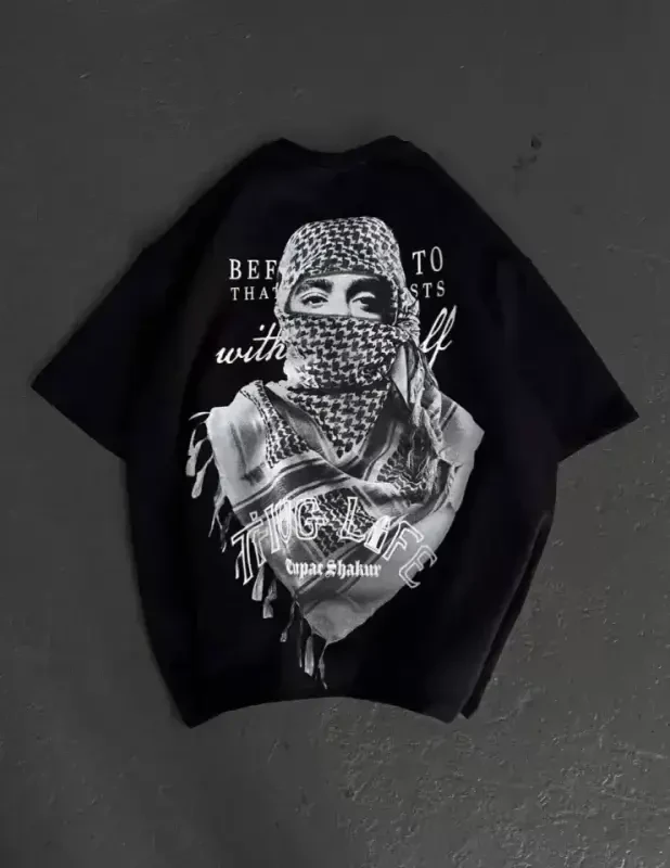 Unisex bosma oversize futbolka - Qora - 3