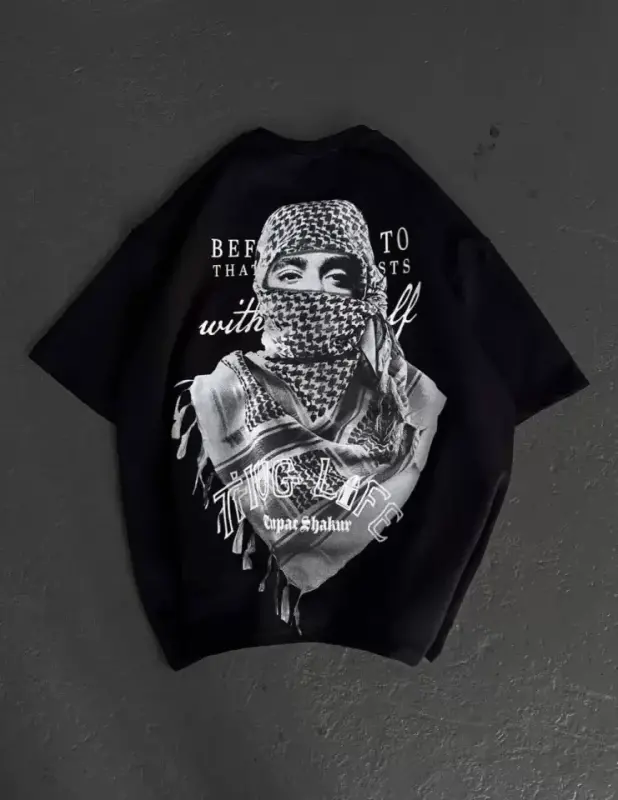 Unisex bosma oversize futbolka - Qora - 3