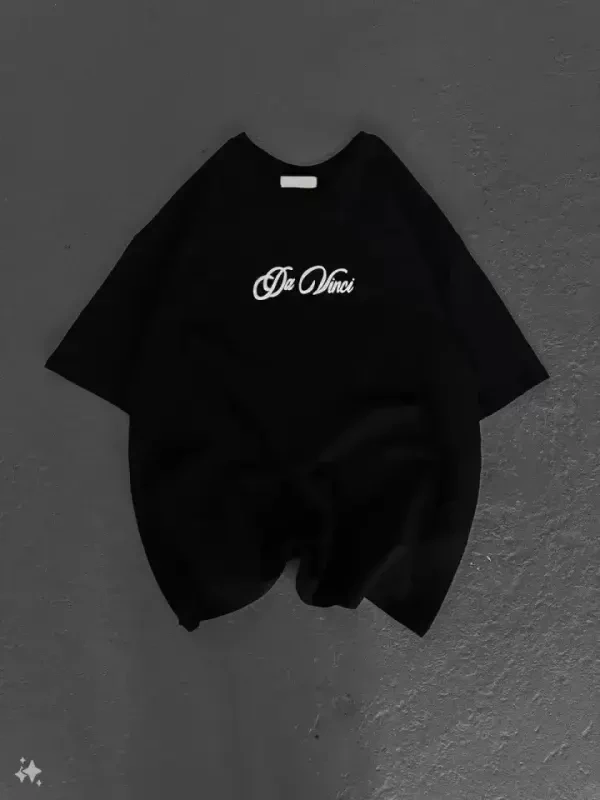 Unisex bosma oversize futbolka - Qora - 4