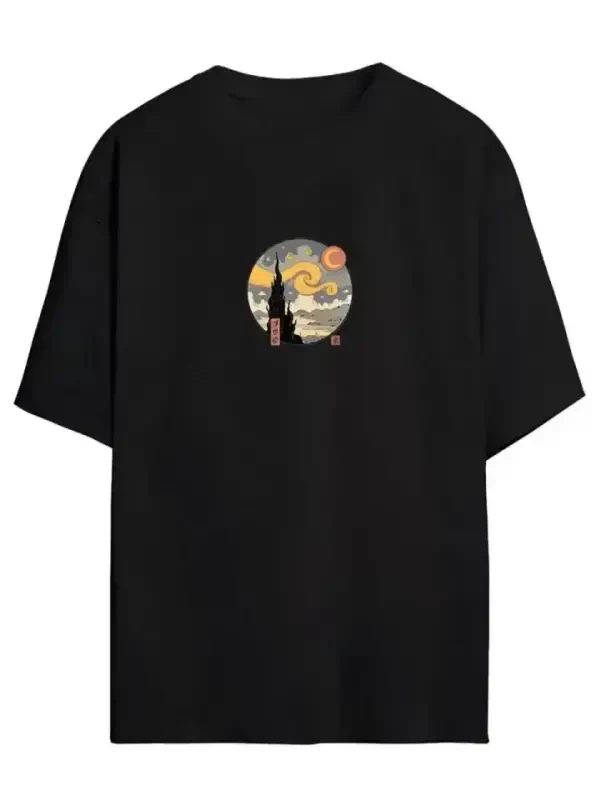 Unisex bosma oversize futbolka - Qora - 1