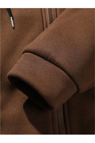 Unisex Brown New York Zippered Hooded Sweatshirt - ALTAMIRA (1)