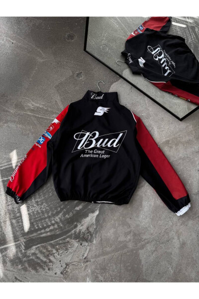 Unisex Bud Raqamli Chop etilgan To'liq Fermuarli Yomg'ir Paltosi & Shamollik - 3