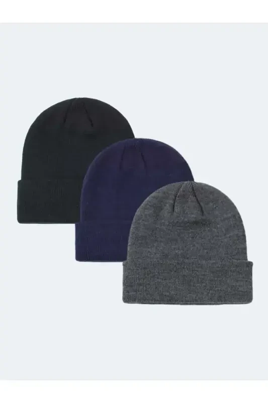 Unisex Buklamalı Qora,koʻk,antratsit 3 dona toʻplam-Qora - 1