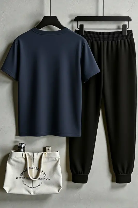 Unisex Butterfly Song Baskılı 2'li Eşofman Takımı-Laci̇vert - 2