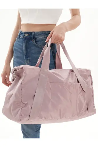 Unisex Cepli Uzun Askılı Kadın Ve Erkek Kullanabilir Seyahat Fitnes Ve Spor Çantası - pudra - WITH-W (1)
