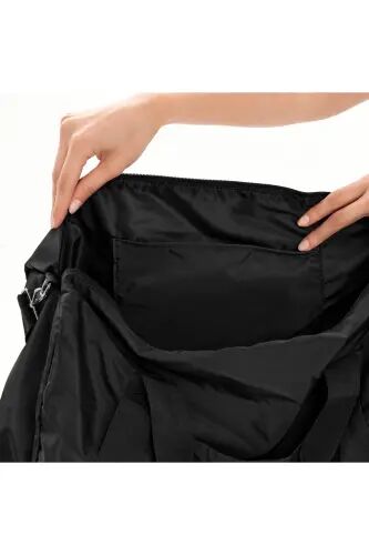 Unisex Cepli Uzun Askılı Kadın Ve Erkek Kullanabilir Seyahat Fitnes Ve Spor Çantası - Siyah-Düz - 3