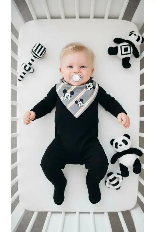 Unisex chaqaloq 100% paxta qora oq rangli ikki qavatli ro'mol so'lak yo'rgak - 10 dona - 5