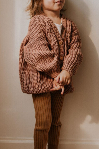 Unisex chaqaloq bolalar uchun tugmali trikotaj ko'ylagi 6 oy-5 yosh-qahva - MINYTRENDY