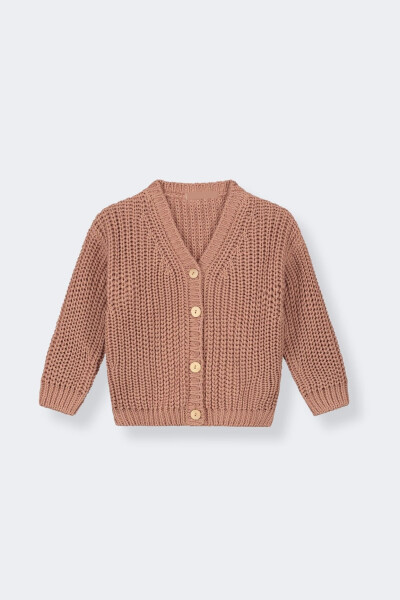 Unisex chaqaloq bolalar uchun tugmali trikotaj ko'ylagi 6 oy-5 yosh-qahva - MINYTRENDY (1)