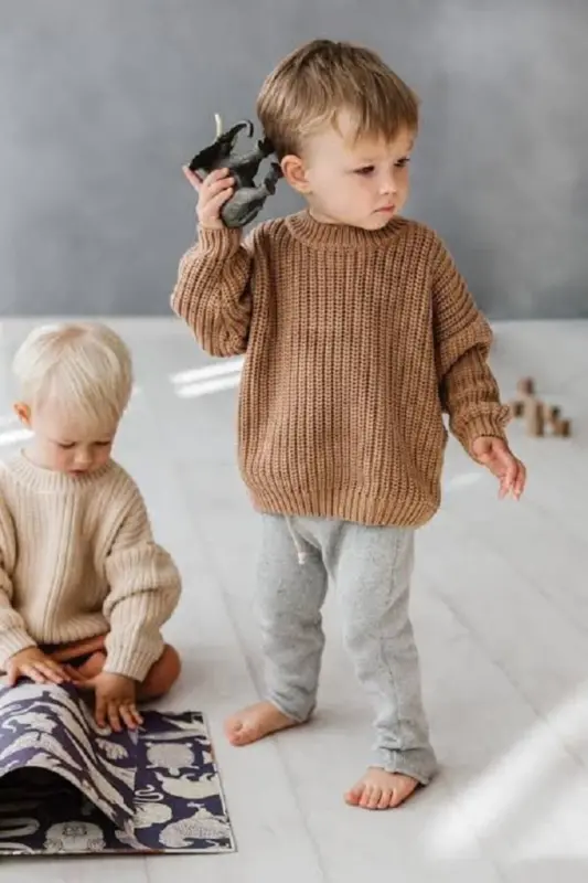 Unisex chaqaloq bolalar velosiped yoqasi Oversize triko sviter 6 oy-5 yosh - SPARROW LAUREL