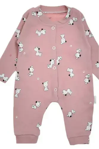 Unisex Chaqaloq It Bosmali Tugmachali Yangi Tug'ilgan Chaqaloq Kombinezoni 100% Paxta Elastik-GULYORLI ITLI - 2