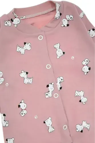 Unisex Chaqaloq It Bosmali Tugmachali Yangi Tug'ilgan Chaqaloq Kombinezoni 100% Paxta Elastik-GULYORLI ITLI - 4